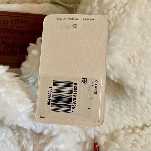 NEW Levi's Baby Bubble Sherpa Trucker Jacket Coconut Milk Cream Off White Size L - Picture 15 of 15